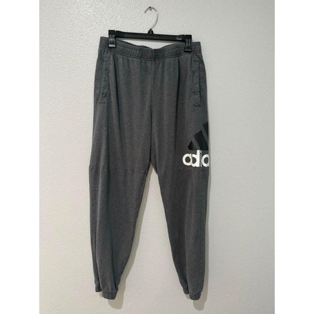 Adidas Mens Big Logo Sweatpants Gray Heathered Joggers Large